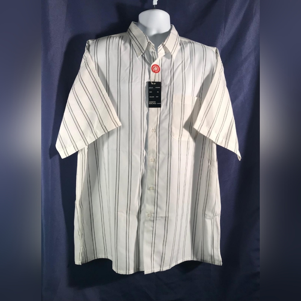 Men's Ivory Striped Button-Down Shirt